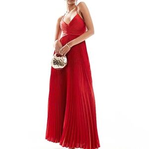 Ever New Red Pleated Maxi Dress